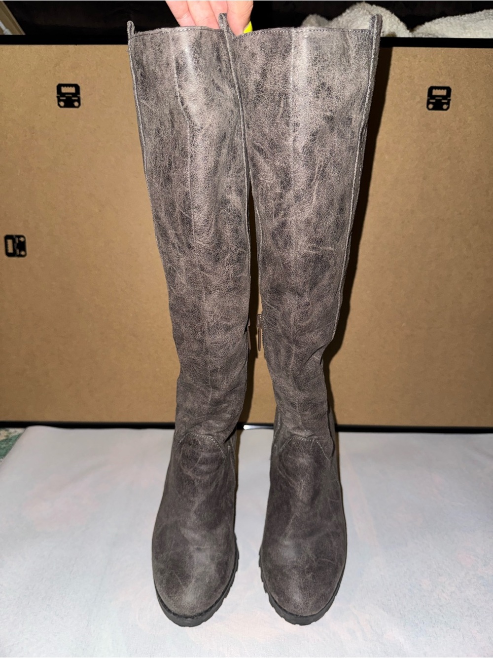 Michael Antonio Tall Over-the-Knee Gray Suede Boots